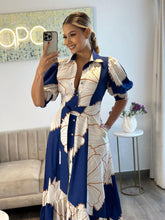 Vestido camisero elegante de cintura alta asimétrico irregular con estampado tipo cárdigan